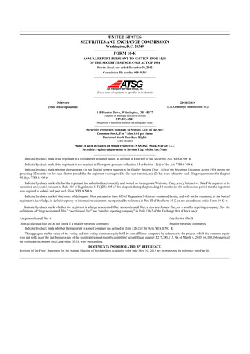 Thumbnail Air Transport Services Group 10-K Annual Report 2012