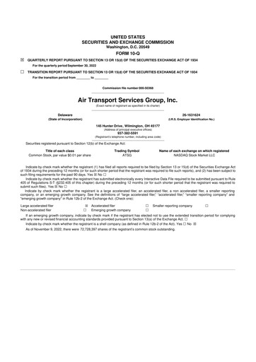 Thumbnail Air Transport Services Group 10-Q Quarterly Report FY2022 