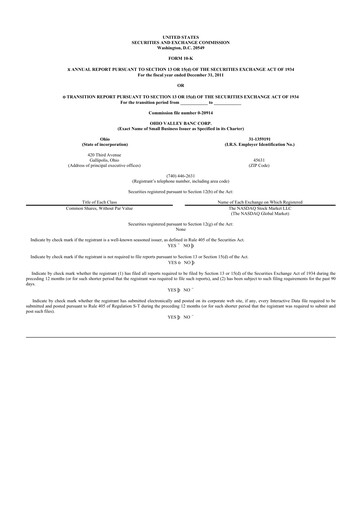 Thumbnail Ohio Valley Banc Corp 10-K Annual Report 2011