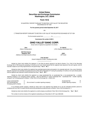 Thumbnail Ohio Valley Banc Corp 10-Q Quarterly Report FY2017 