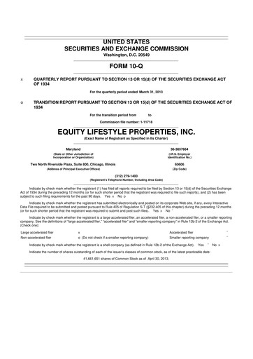 Thumbnail Equity LifeStyle Properties 10-Q Quarterly Report FY2013 