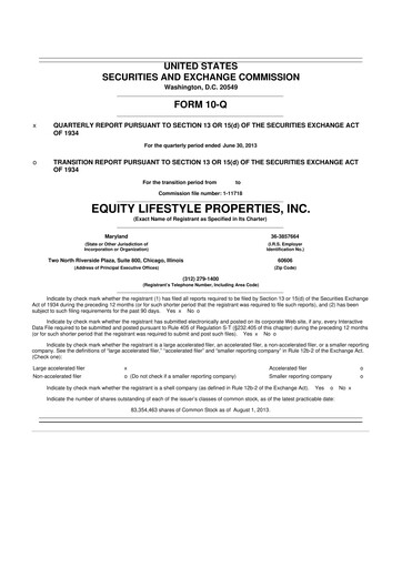 Thumbnail Equity LifeStyle Properties 10-Q Quarterly Report FY2013 