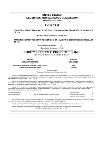 Thumbnail Equity LifeStyle Properties 10-Q Quarterly Report FY2017 