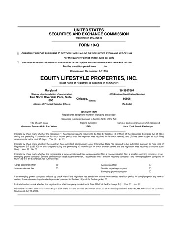 Thumbnail Equity LifeStyle Properties 10-Q Quarterly Report FY2020 