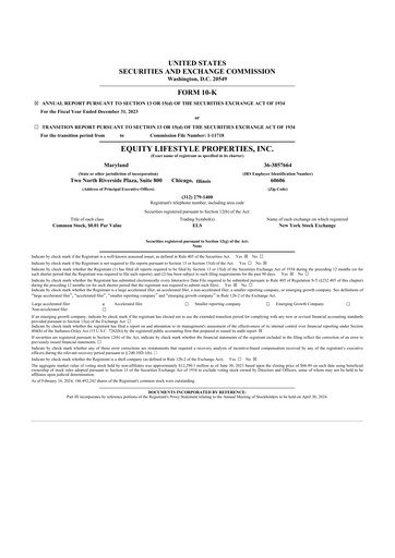 Thumbnail Equity LifeStyle Properties 10-K Annual Report 2023