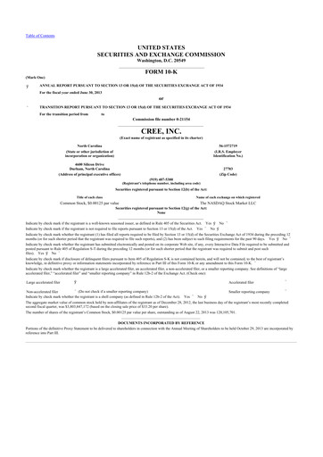 Thumbnail Wolfspeed 10-K Annual Report 2013