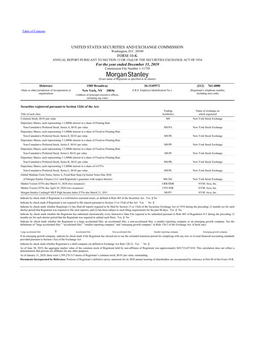 Thumbnail Morgan Stanley 10-K Annual Report 2019