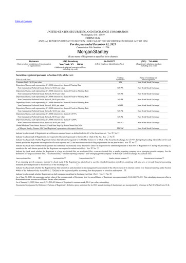Thumbnail Morgan Stanley 10-K Annual Report 2021