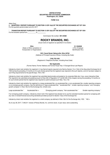 Thumbnail Rocky Brands 10-Q Quarterly Report FY2017 