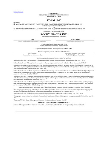 Thumbnail Rocky Brands 10-K Annual Report 2018