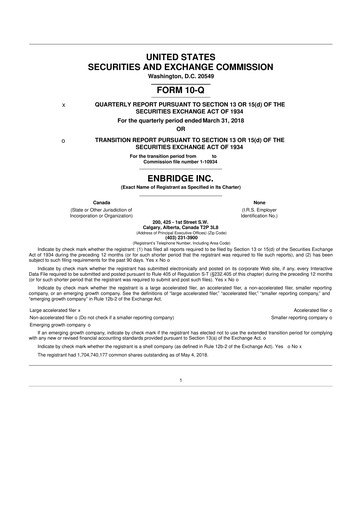 Vorschaubild Enbridge 10-Q Quartalsbericht 2018 