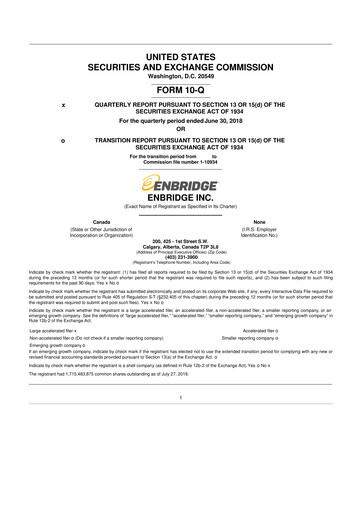 Vorschaubild Enbridge 10-Q Quartalsbericht 2018 