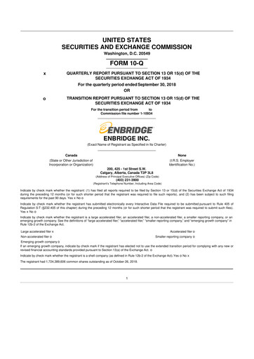 Vorschaubild Enbridge 10-Q Quartalsbericht 2018 