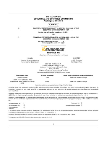 Vorschaubild Enbridge 10-Q Quartalsbericht 2019 