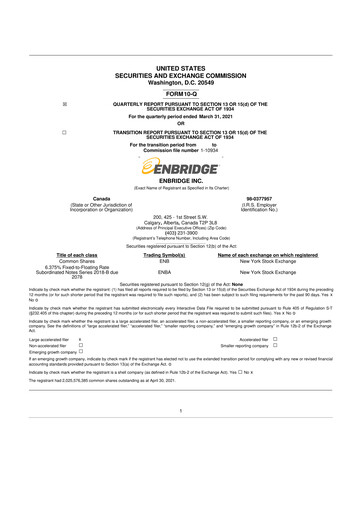Vorschaubild Enbridge 10-Q Quartalsbericht 2021 