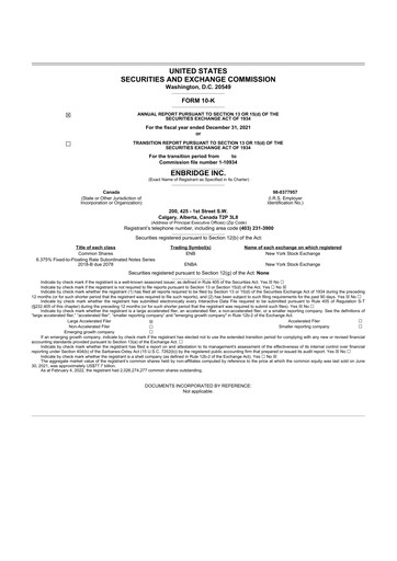 Thumbnail Enbridge 10-K Annual Report 2021