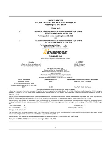 Vorschaubild Enbridge 10-Q Quartalsbericht 2022 