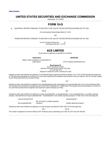 Vorschaubild Chubb 10-Q Quartalsbericht 2014 