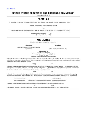 Vorschaubild Chubb 10-Q Quartalsbericht 2014 