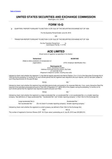 Vorschaubild Chubb 10-Q Quartalsbericht 2015 