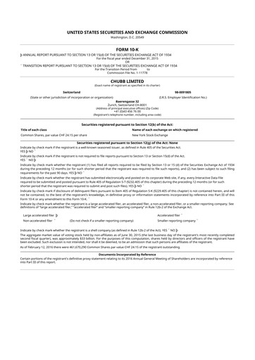 Thumbnail Chubb 10-K Annual Report 2015