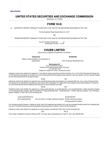 Vorschaubild Chubb 10-Q Quartalsbericht 2017 