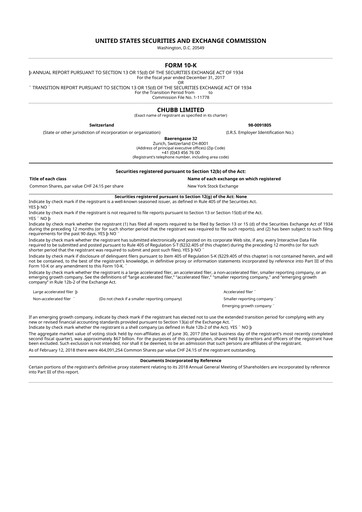 Thumbnail Chubb 10-K Annual Report 2017