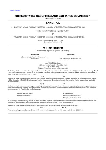 Vorschaubild Chubb 10-Q Quartalsbericht 2018 