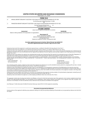 Thumbnail Chubb 10-K Annual Report 2022