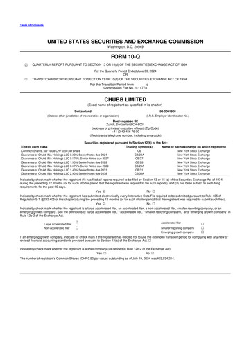 Vorschaubild Chubb 10-Q Quartalsbericht 2024 