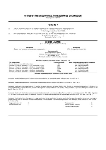 Miniature Chubb 10-K Rapport annuel 2025