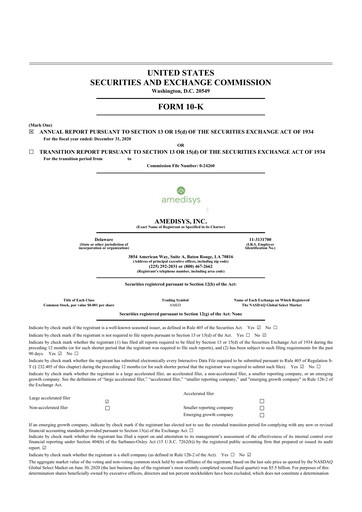 Thumbnail Amedisys 10-K Annual Report 2020