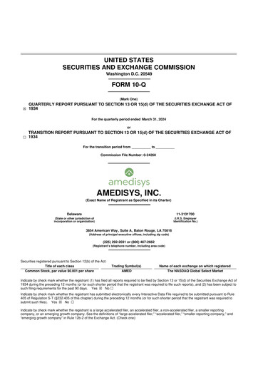 Thumbnail Amedisys 10-Q Quarterly Report FY 