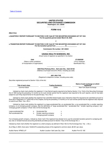 Thumbnail USANA 10-Q Quarterly Report FY2025 