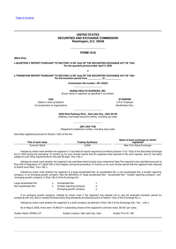 Thumbnail USANA 10-Q Quarterly Report FY2026 