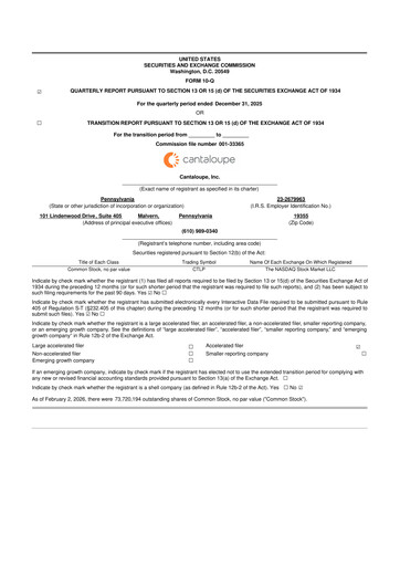 Thumbnail Cantaloupe 10-Q Quarterly Report FY2026 
