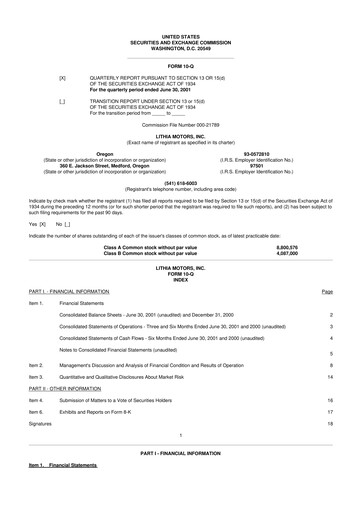 Thumbnail Lithia Motors 10-Q Quarterly Report FY 
