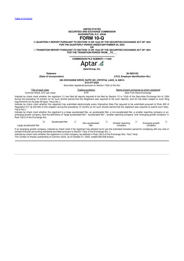 Thumbnail AptarGroup 10-Q Quarterly Report FY2022 