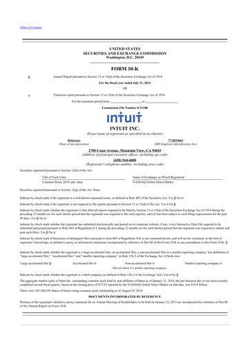 Thumbnail Intuit 10-K Annual Report 2014