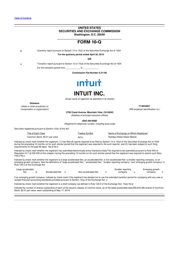 Vorschaubild Intuit 10-Q Quartalsbericht 2019 