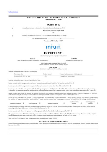 Thumbnail Intuit 10-K Annual Report 2019