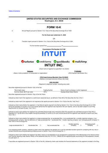Miniature Intuit 10-K Rapport annuel 2026