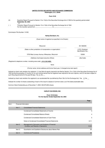 Miniature Harley-Davidson
 10-Q Rapport trimestriel  