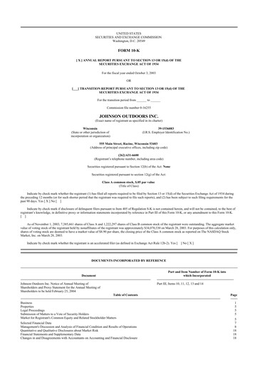 Thumbnail Johnson Outdoors
 10-K Annual Report 