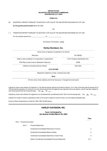 Miniature Harley-Davidson
 10-Q Rapport trimestriel  