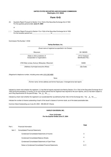 Miniature Harley-Davidson
 10-Q Rapport trimestriel  