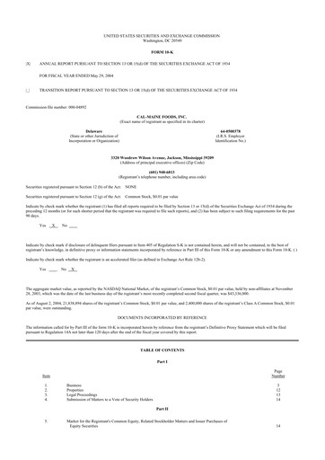 Thumbnail Cal-Maine Foods 10-K Annual Report 