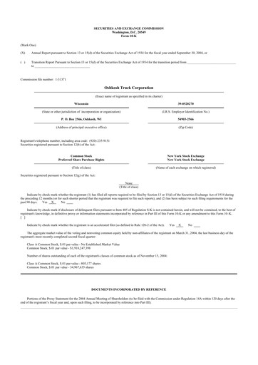 Thumbnail Oshkosh Corporation
 10-K Annual Report 
