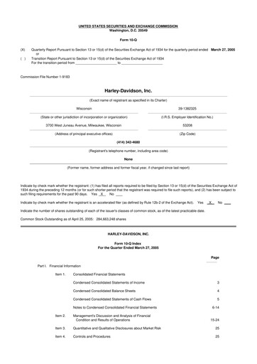 Miniature Harley-Davidson
 10-Q Rapport trimestriel  