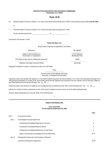 Miniature Harley-Davidson
 10-Q Rapport trimestriel  